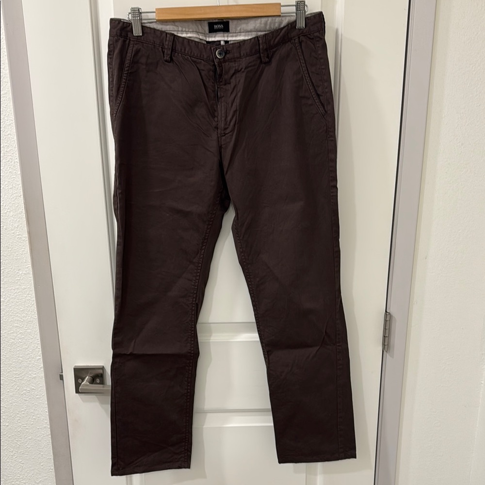 Hugo Boss Brown Slim Rice Chino Khaki Pants Casual Waist 32
